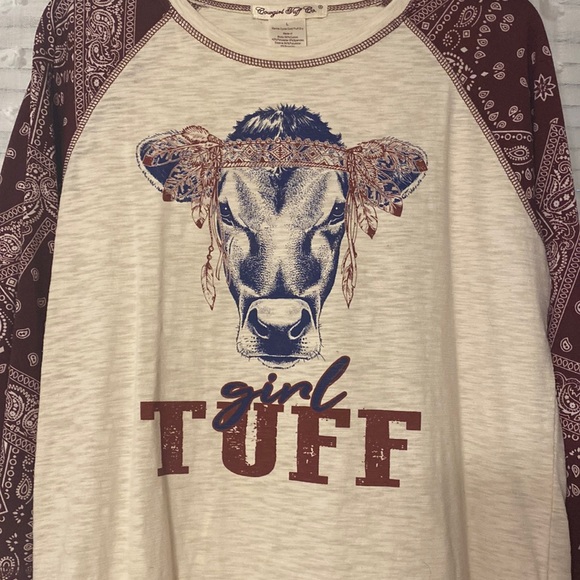 Cowgirl Tuff Tops - 3/4 length sleeve cow top
